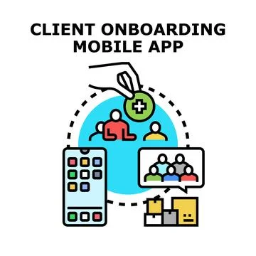 Client onboarding concept using mobile application イラスト素材