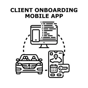 Client onboarding digital service mobile app concept 스톡 일러스트