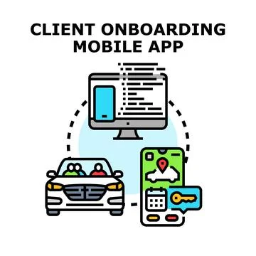 Client onboarding digital service mobile app concept Stockillustratie
