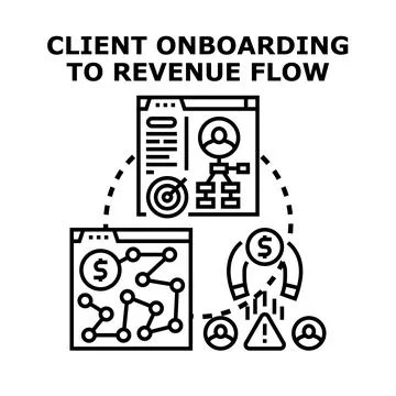 Client onboarding process leading to revenue flow Stock Illustration