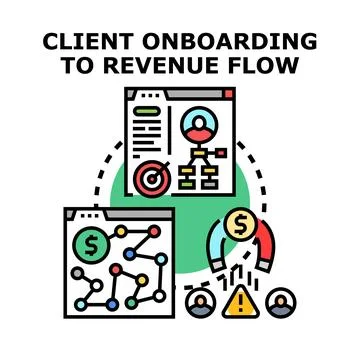 Client onboarding process leading to revenue flow Stock Illustration