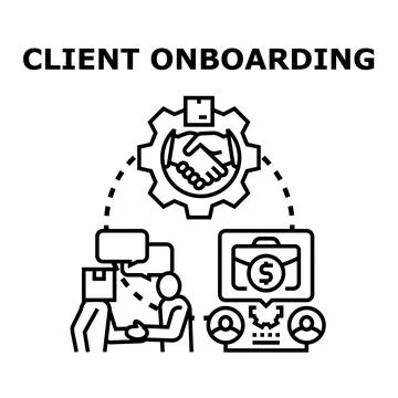 Client onboarding process strategy with new customer Stock Illustration