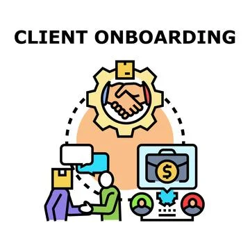 Client onboarding process strategy with new customer Stock Illustration