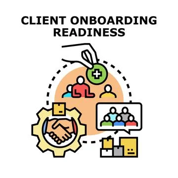 Client onboarding readiness for new team members Stock Illustration