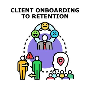 Client onboarding to retention customer satisfaction funnel Illustrazione stock