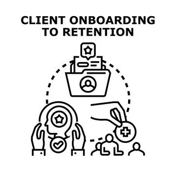 Client onboarding to retention process concept 스톡 일러스트