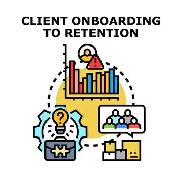 Client onboarding to retention process concept illustration Stock Illustration