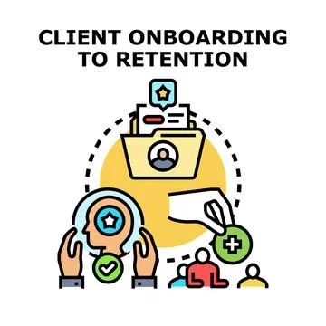 Client onboarding to retention process concept Stock Illustration
