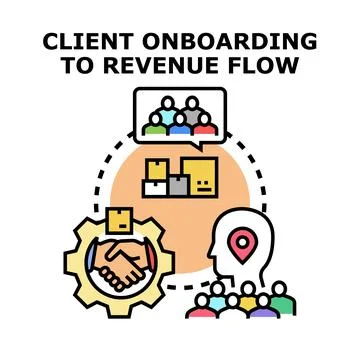 Client onboarding to revenue flow process concept Stock Illustration