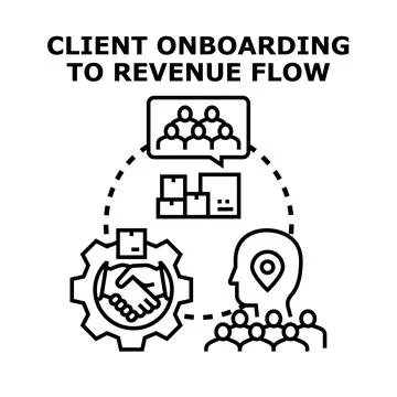 Client onboarding to revenue flow process concept Stock Illustration