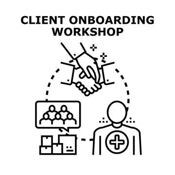Client onboarding workshop concept welcoming new customer Stock Illustration