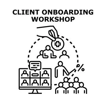 Client onboarding workshop for new customer experience Stock Illustration
