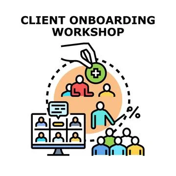 Client onboarding workshop for new customer experience Stock Illustration