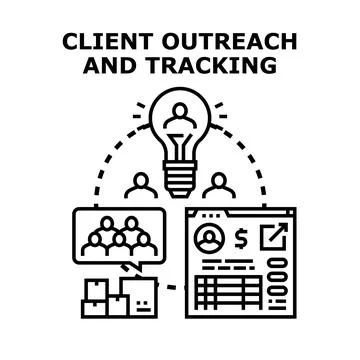 Client outreach and tracking concept for business strategy Stock Illustration