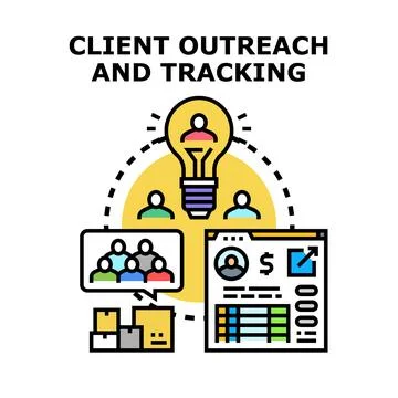 Client outreach and tracking concept for business strategy Stock Illustration