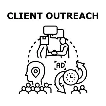 Client outreach strategy developing sales and marketing communication Stock-Illustration