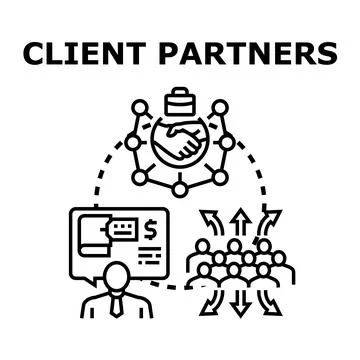 Client partners relationship management between business team Stock Illustration