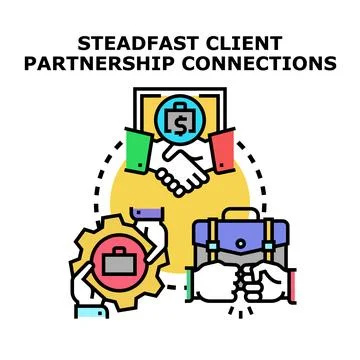 Client partnership connections developing business strategy deals Illustrazione stock