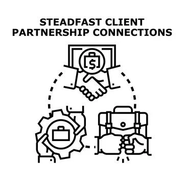 Client partnership connections developing business strategy deals Stock Illustration