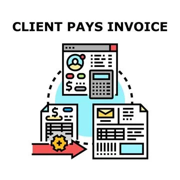 Client paying invoice online using digital financial system Stock Illustration