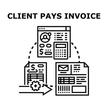 Client paying invoice online using digital financial system Stockillustratie
