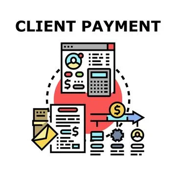 Client payment transaction process managing finance operations Stock Illustration