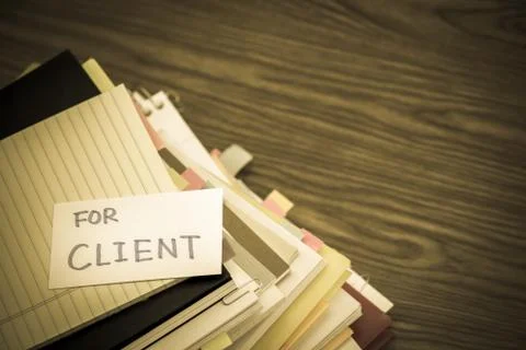For Client; The Pile of Business Documents on the Desk Stock Photos