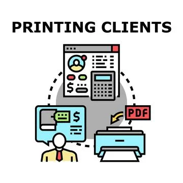Client printing services and creative project development Illustrazione stock