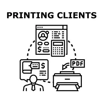 Client printing services and creative project development Stockillustratie