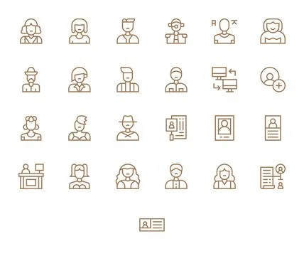 Client Professional Vector Set with 25 Regular Line Editable 64x64 Icons Stock Illustration