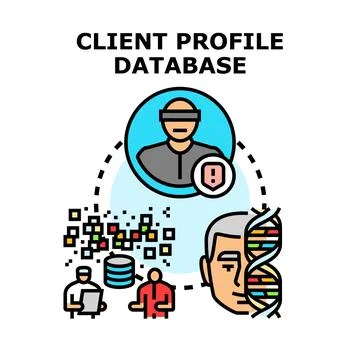 Client profile database management system security concept Stock Illustration