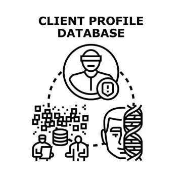 Client profile database management system security concept Stock Illustration