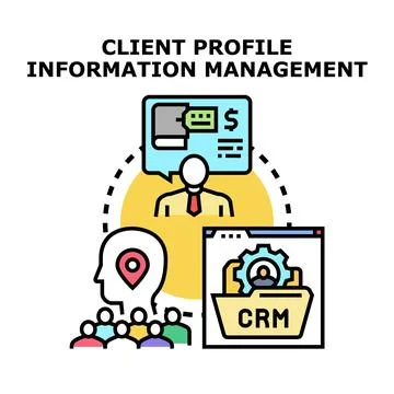 Client profile information management developing business strategy 스톡 일러스트