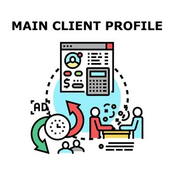 Client profile management and acquisition strategy cycle Stock Illustration