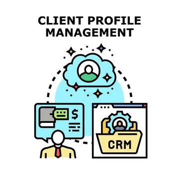 Client profile management system and customer relationship Stock Illustration