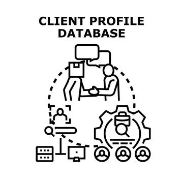 Client profiling database for customer management strategy Stock Illustration