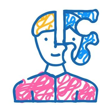 Client puzzle kyc icon doodle illustration Illustrazione stock
