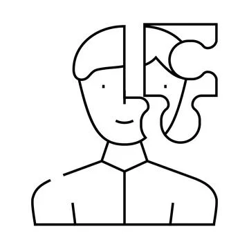 Client puzzle kyc line icon vector illustration 스톡 일러스트