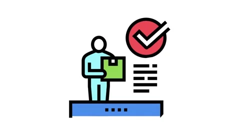 Client received parcel color icon animation Stock Footage 157306337