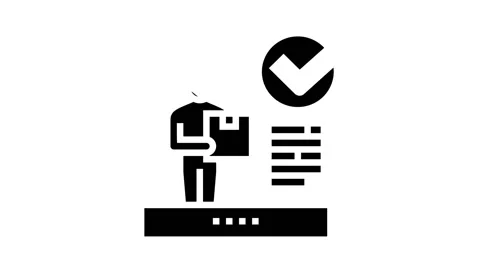 Client received parcel glyph icon animation Stock Footage 157302608