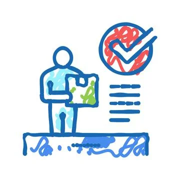 Client received parcel icon doodle illustration Stock Illustration