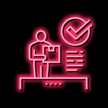 Client received parcel neon glow icon illustration Stock Illustration