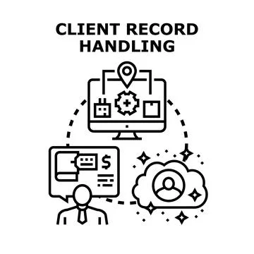 Client record data handling and management process Stock Illustration