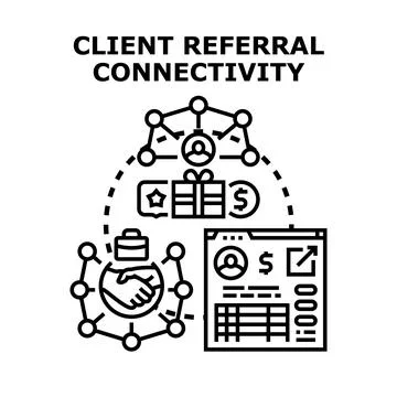 Client referral connectivity network concept Stock Illustration