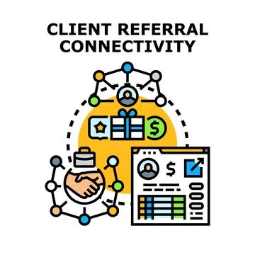 Client referral connectivity network concept Stock Illustration