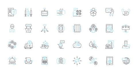 Client relations linear icons set. Trust, Communication, Satisfaction, Service イラスト素材