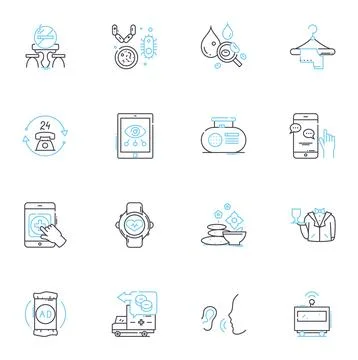 Client relations linear icons set. Trust, Communication, Satisfaction, Service イラスト素材