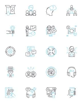 Client relations linear icons set. Trust, Loyalty, Communication, Partnership イラスト素材