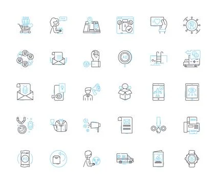 Client relations linear icons set. Trust, Communication, Satisfaction, Service イラスト素材