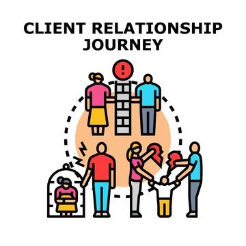 Client relationship journey stages vector icon concept Stock Illustration